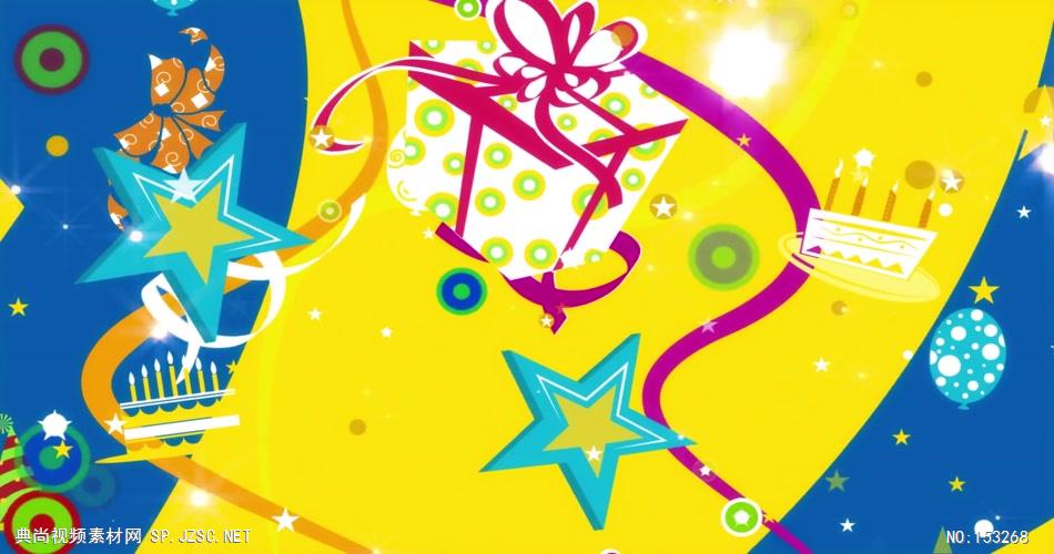 A252-蛋糕礼物生日帽生日背景 视频动态背景 虚拟背景视频