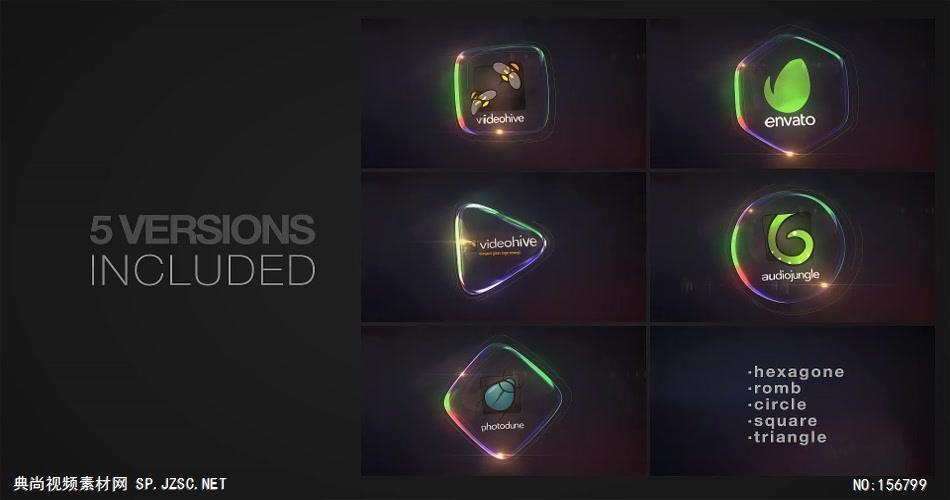 AE：玻璃质感动画标志包 AE模板文件16 logo标志ae动画模版 标志动画