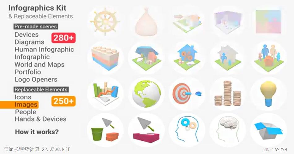 AE：6信息图表动画元素包AE素材模板18 数据图表