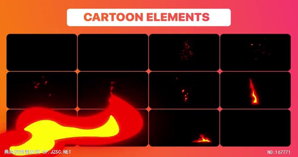12239 卡通火焰动画元素 免费AE模板片头视频模板, AE素材,国外AE源文件下载 片头ae素材