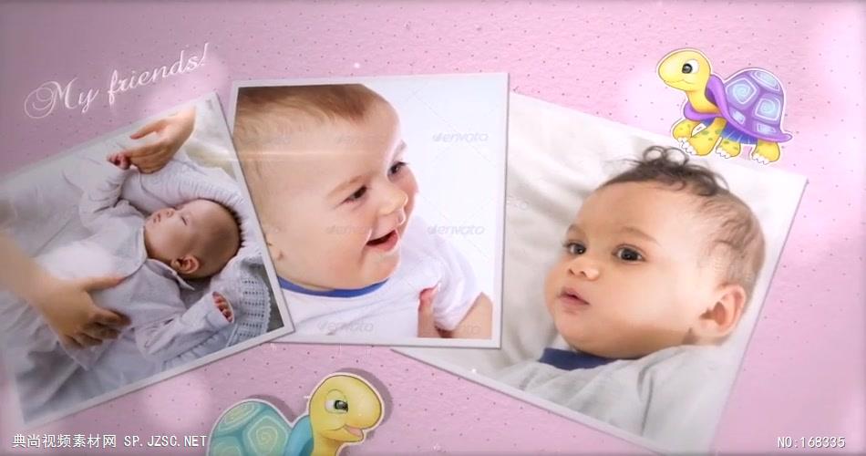 13171 儿童婴儿照片相册可爱片头 AE素材 ae源文件模版 片头ae素材