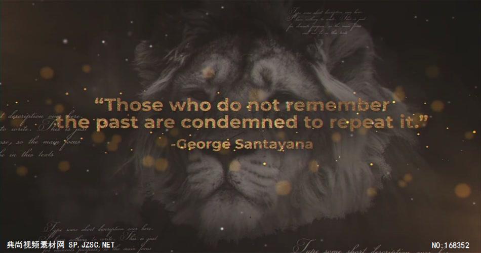 13313 金色引号文字历史风格片头 AE素材 ae源文件模版 片头ae素材