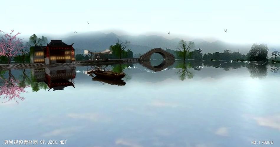 -水墨江南山水款Y3085江南水乡视频有音乐 led视频素材库