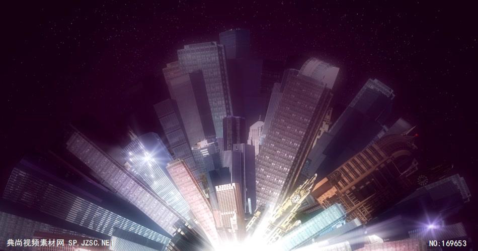 -城市夜景空间款Y0659星空夜景旋转城市高楼大厦 led视频素材库