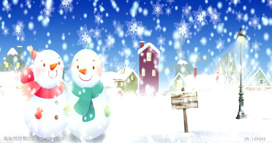 -圣诞节系列款Y3030圣诞下雪雪人有音乐 led视频素材库
