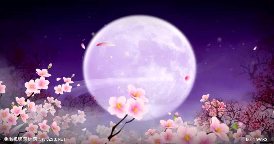 -夜色明月荷花款Y0582梅花月亮视频有音乐 led视频素材库