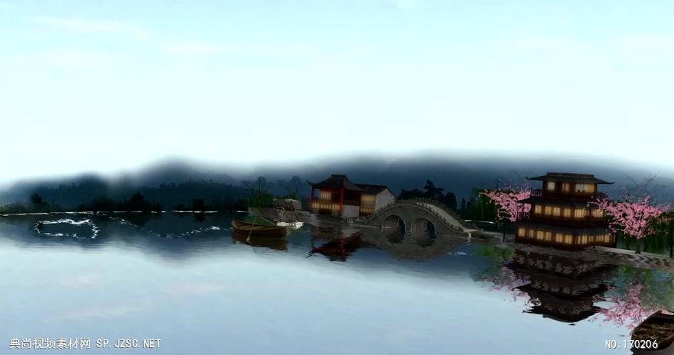 -水墨江南山水款Y3085江南水乡视频有音乐 led视频素材库