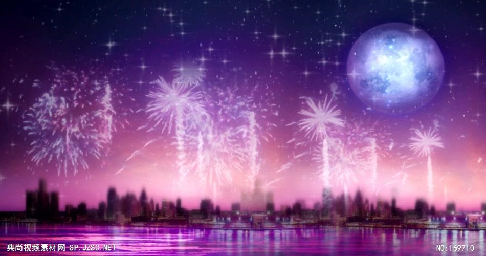 -夜色明月荷花款Y7213圆月花瓣唯美中秋快乐有音乐 led视频素材库