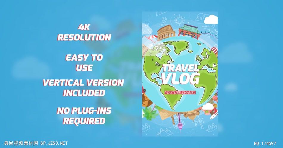 14033 卡通地球旅游景点片头动画ae免费模板素材 ae素材