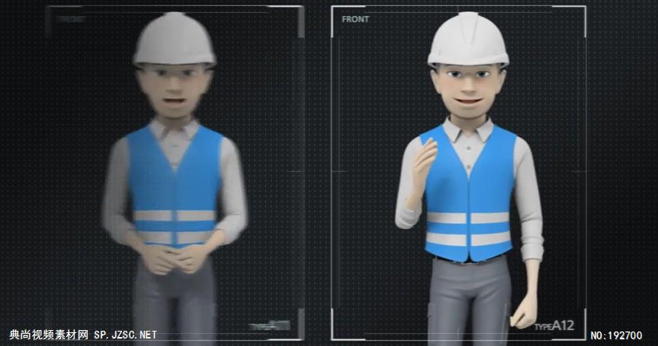 14227 三维卡通人物工人讲解动画ae免费模板素材 ae素材