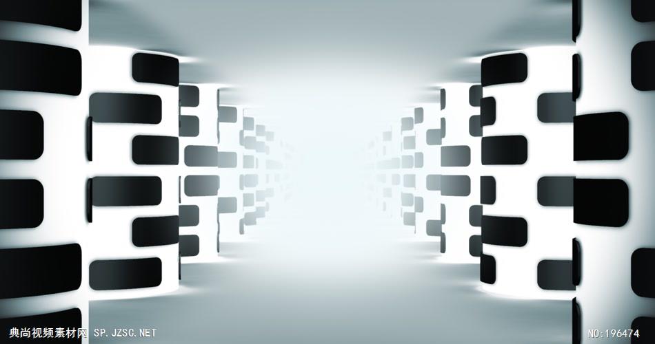 黑白旋转柱子走廊素材  ColumnIllusionHD 视频素材下载