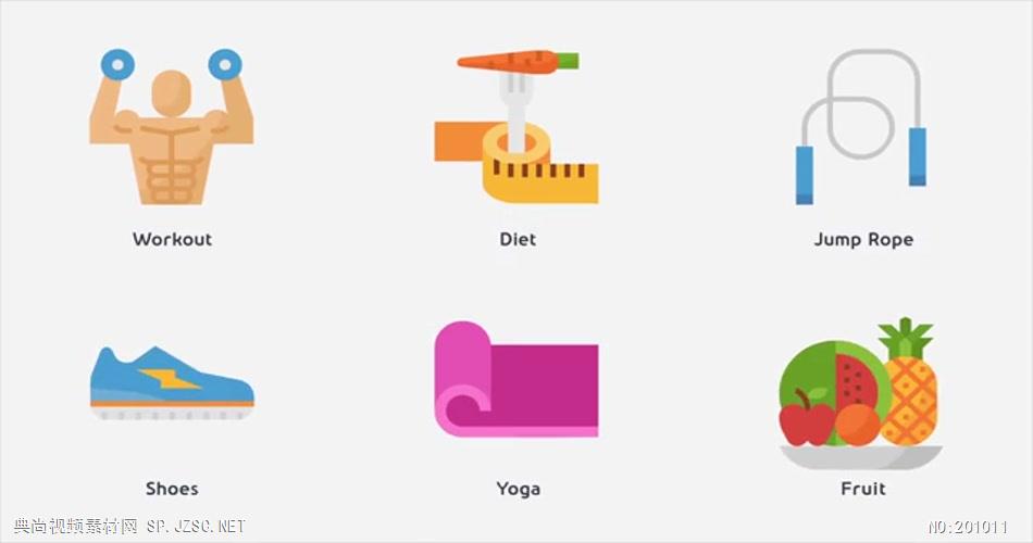 AE：健康与饮食动画图标ae特效素材下载网站