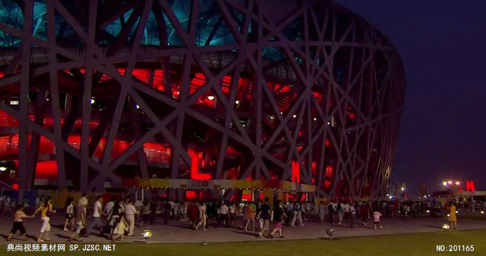 鸟巢近景水立方中国名胜风景标志性景点高清视频素材