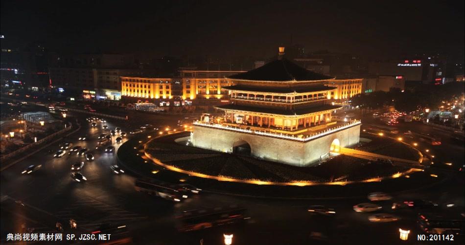 西安夜景中国名胜风景标志性景点高清视频素材