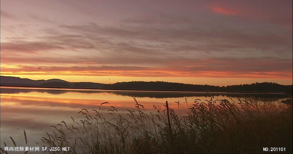夕阳下的自然风光（湖面大景）中国名胜风景标志性景点高清视频素材