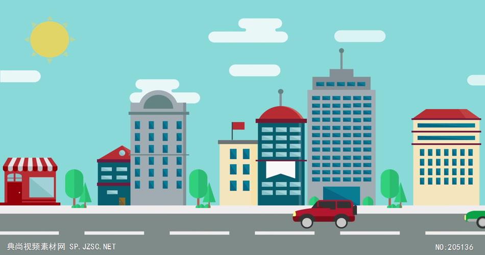 D214-6 卡通城市建筑