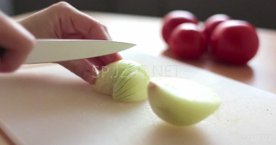 切菜切洋葱厨艺展示实拍视频素材